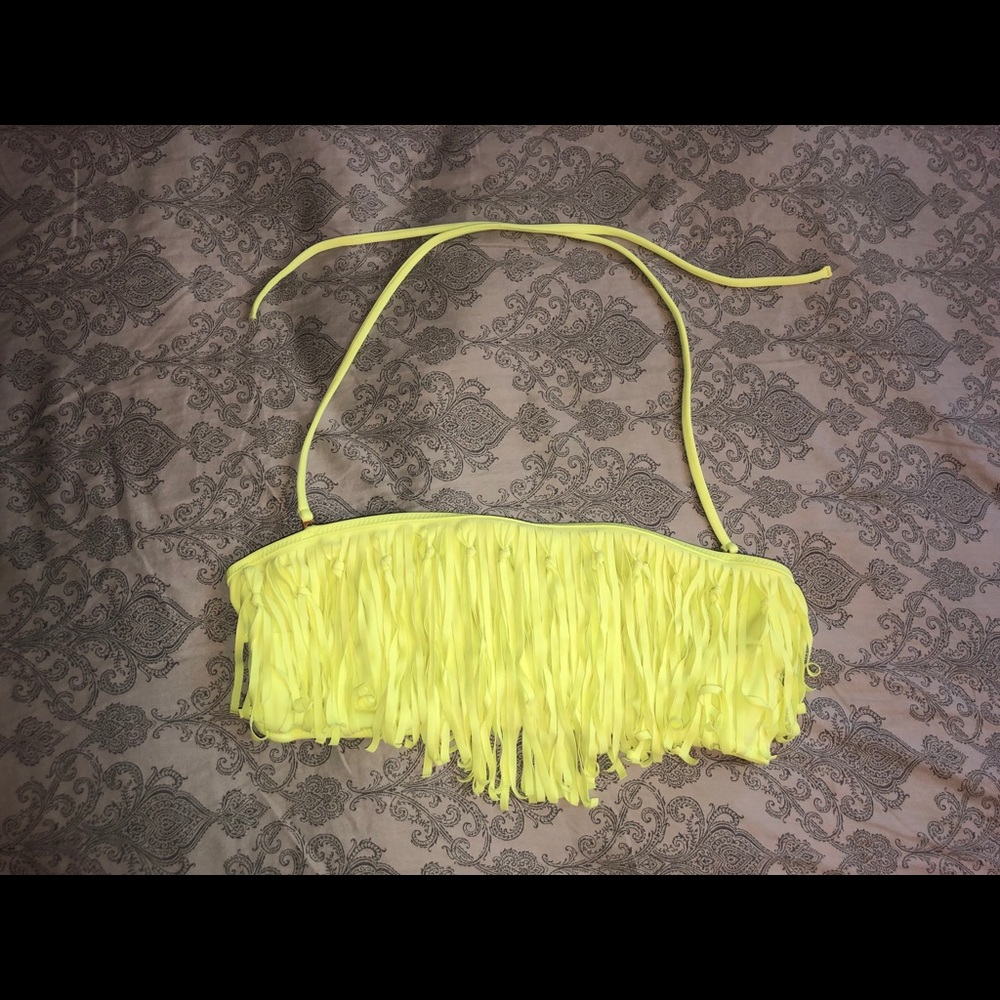 Neon yellow Victoria’s Secret fringe bikini top